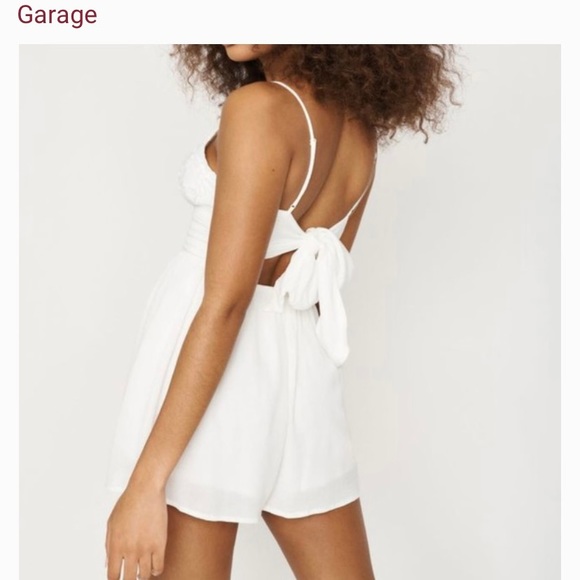 Garage White Embroidered Open Back Tie Romper-Women’s Size Small - Picture 2 of 12
